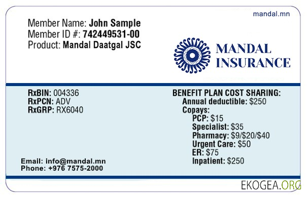Carte d'assurance maladie de Mongolie